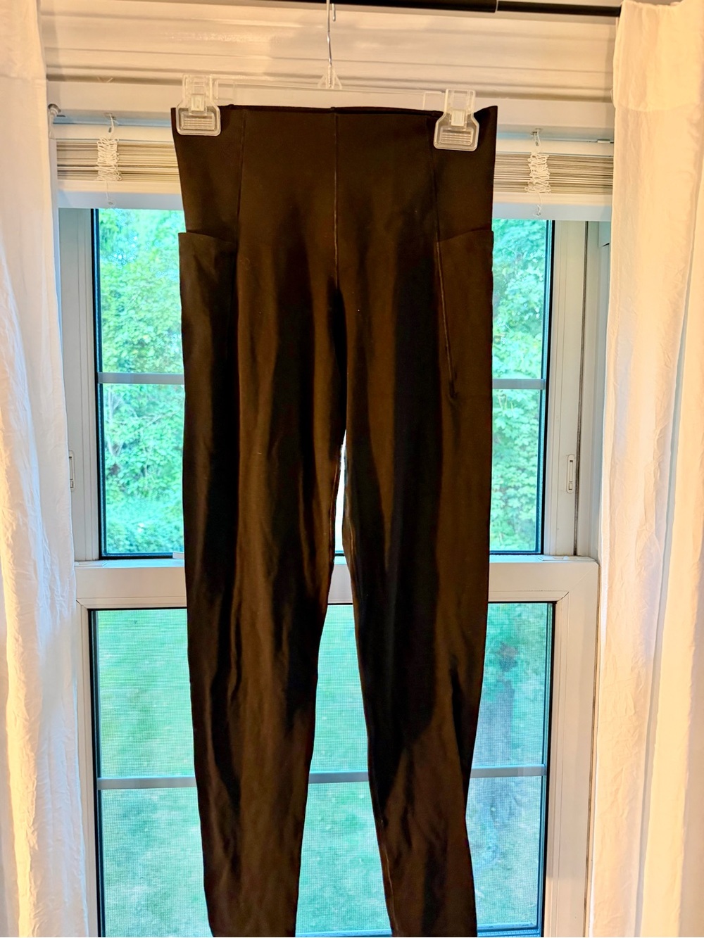 aerie Black High-Waist Leggings with Side Pockets, Long 7/8